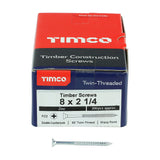 This is an image of Timco - Twin-Threaded Woodscrews - PZ - Double Countersunk - Zinc 8 x 2 1/4" - (200 PCS Box) 08214CWZ