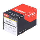 This is an image of Timco - Shield Anchor - Loose Bolts - Yellow M8:25L (M8 x 75)mm - (50 PCS Box) 0825LSH