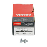 This is an image of Timco - Roofing Bolts with Square Nuts - Zinc M8 x 25mm - (100 PCS Box) 0825RB