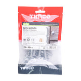 This is an image of Timco - Carriage Bolts Hex Nuts & Form A Washers - Dome - Exterior - Silver M8 x 50mm - (10 PCS TIMbag) 0850CBI
