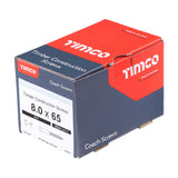 This is an image of Timco - Coach Screws - Hex - Zinc 8.0 x 65mm - (100 PCS Box) 0865CSC