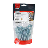 This is an image of Timco - Coach Screws - Hex - Zinc 8.0 x 80mm - (48 PCS TIMbag) 0880CSCB