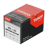 This is an image of Timco - Roofing Bolts with Square Nuts - Zinc M8 x 80mm - (50 PCS Box) 0880RB