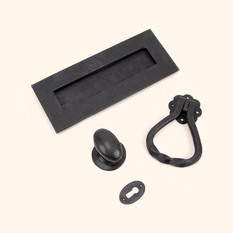 Image showing External Beeswax Front Door Furniture by From The Anvil.  Available to order from Trade Door Handles