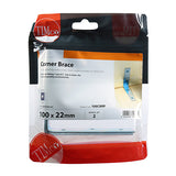 This is an image of Timco - Corner Braces - Zinc 100 x 100 x 22mm - (2 PCS TIMpac) 100CBRP