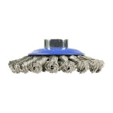 This is an image of Timco - Angle Grinder Bevel Brush - Twisted Knot Stainless Steel 100mm (1 Each Blister Pack) 100TBTSS