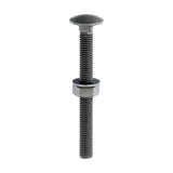 This is an image of Timco - Carriage Bolts Hex Nuts & Form A Washers - Dome - Exterior - Green M10 x 100mm - (10 PCS Bag) 10100INCB