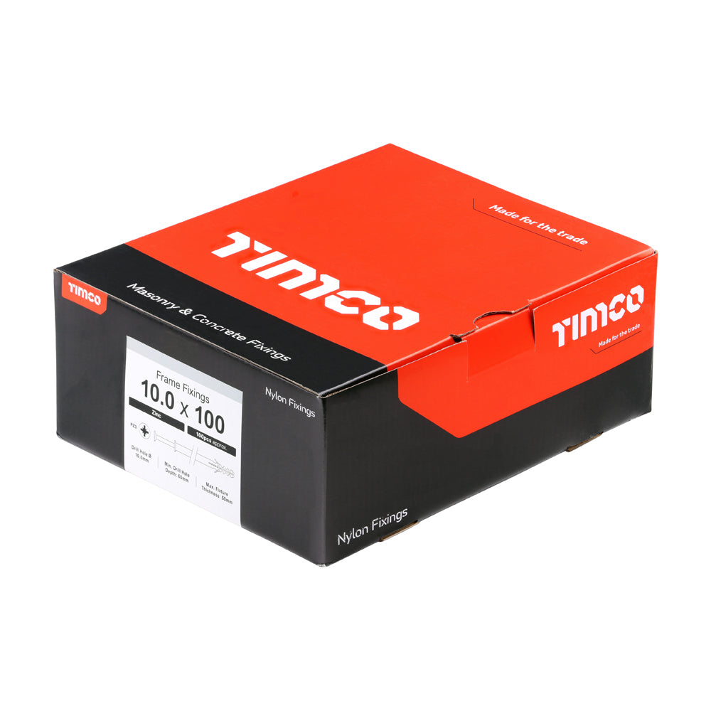 This is an image of Timco - Nylon Frame Fixing - PZ - Zinc 10.0 x 100mm - (100 PCS Box) 10100NFF