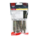 This is an image of Timco - Shield Anchor Loose Bolts - Yellow M10:10L (M10 x 70)mm - (4 PCS TIMpac) 1010LSHP
