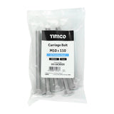 This is an image of Timco - Carriage Bolts - A2 Stainless Steel M10 x 110mm - (5 PCS Bag) 10110CBSSX