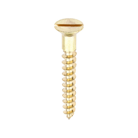 This is an image of Timco - Solid Brass Timber Screws - SLOT - Countersunk 10 x 1 1/2" - (200 PCS Box) 10112CBS