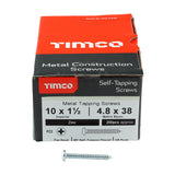 This is an image of Timco - Self-Tapping Screws - PZ - Pan - Zinc 10 x 1 1/2" - (200 PCS Box) 10112CPAZS