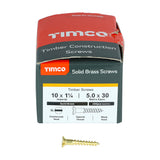 This is an image of Timco - Solid Brass Timber Screws - SLOT - Countersunk 10 x 1 1/4" - (200 PCS Box) 10114CBS