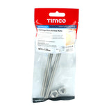 This is an image of Timco - Carriage Bolts & Hex Nuts - Stainless Steel M10 x 120mm - (2 PCS TIMpac) 10120CBSSP