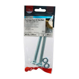 This is an image of Timco - Carriage Bolts & Hex Nuts - Zinc M10 x 130mm - (2 PCS TIMpac) 10130CBP