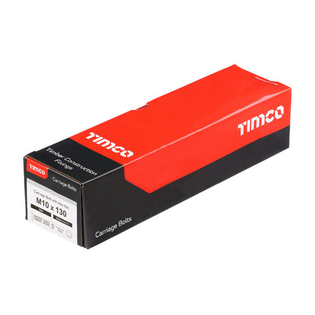 This is an image of Timco - Carriage Bolts & Hex Nuts - Zinc M10 x 130mm - (25 PCS Box) 10130CB