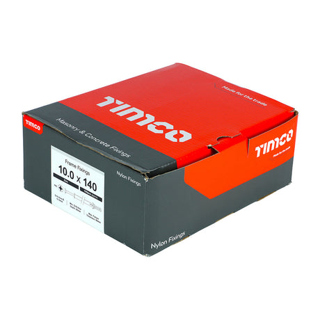 This is an image of Timco - Nylon Frame Fixing - PZ - Zinc 10.0 x 140mm - (100 PCS Box) 10140NFF