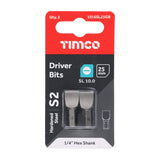 This is an image of Timco - S2 Driver Bits - SL 10.0 x 1.6 x 25 (2 Pieces Blister Pack) 1016SL25GB