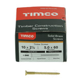 This is an image of Timco - Solid Brass Timber Screws - SLOT - Countersunk 10 x 2 1/2" - (100 PCS Box) 10212CBS