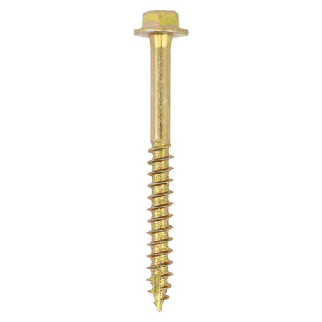 This is an image of Timco - Advanced Coach Screws - Hex Flange - Yellow 10.0 x 50mm - (50 PCS Box) 1050SCSY