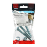 This is an image of Timco - Carriage Bolts & Hex Nuts - Zinc M10 x 75mm - (3 PCS TIMpac) 1075CBP