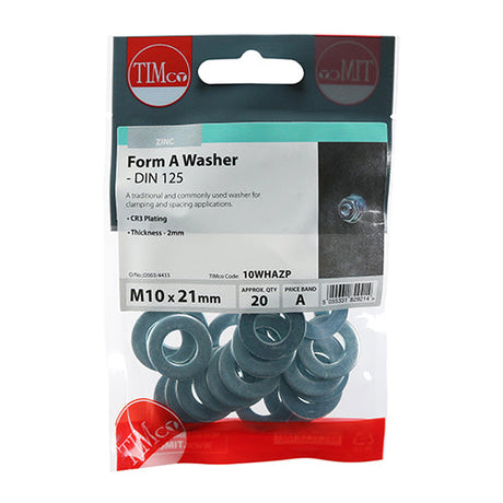 This is an image of Timco - Form A Washers - Zinc M10 - (20 PCS TIMpac) 10WHAZP