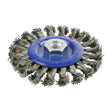 This is an image of Timco - Angle Grinder Wheel Brush - Twisted Knot Stainless Steel 115mm (1 Each Box) 115TWTSS