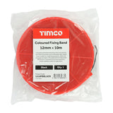 This is an image of Timco - Coloured Fixing Band - Black 12mm x 10m (1 Each Bag) 1210FBBLACK