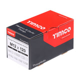 This is an image of Timco - Throughbolts - Zinc M12 x 120mm - (25 PCS Box) 12120TB