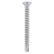 This is an image of Timco - Window Fabrication Screws - Countersunk with Ribs - PH - Self-Tapping Thread - Self-Drilling Point - Martensitic Stainless Steel & Silver Organic 3.9 x 16mm - (1000 PCS Box) 121SS