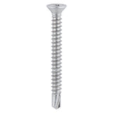 This is an image of Timco - Window Fabrication Screws - Countersunk with Ribs - PH - Self-Tapping Thread - Self-Drilling Point - Martensitic Stainless Steel & Silver Organic 3.9 x 16mm - (1000 PCS Box) 121SS