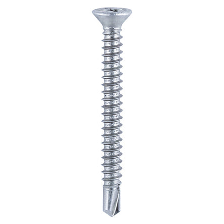 This is an image of Timco - Window Fabrication Screws - Countersunk with Ribs - PH - Self-Tapping - Self-Drilling Point - Zinc 3.9 x 19mm - (1000 PCS Box) 122Z