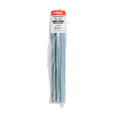This is an image of Timco - Threaded Bars - Grade 4.8 - Zinc M12 x 300mm - (10 PCS Bundle) 12300TBZ