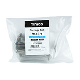 This is an image of Timco - Carriage Bolts - A2 Stainless Steel M12 x 75mm - (5 PCS Bag) 1275CBSSX