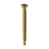 This is an image of Timco - Window Fabrication Screws - Countersunk - PH - Self-Tapping - Self-Drilling Point - Yellow 3.9 x 45mm - (500 PCS Box) 127Y