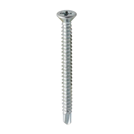 This is an image of Timco - Window Fabrication Screws - Countersunk - PH - Self-Tapping - Self-Drilling Point - Zinc 3.9 x 45mm - (500 PCS Box) 127Z