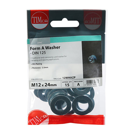 This is an image of Timco - Form A Washers - Zinc M12 - (15 PCS TIMpac) 12WHAZP