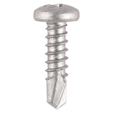 This is an image of Timco - Window Fabrication Screws - Pan - PH - Self-Tapping - Self-Drilling Point - Martensitic Stainless Steel & Silver Organic 4.2 x 16mm - (1000 PCS Box) 131SS