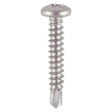 This is an image of Timco - Window Fabrication Screws - Pan - PH - Self-Tapping - Self-Drilling Point - Martensitic Stainless Steel & Silver Organic 4.2 x 16mm - (1000 PCS Box) 131SS