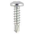 This is an image of Timco - Window Fabrication Screws - Pan - PH - Self-Tapping Thread - Self-Drilling Point - Zinc 4.2 x 19mm - (1000 PCS Box) 132Z