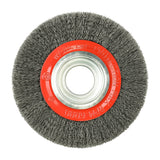 This is an image of Timco - Wheel Brush with Plastic Reducer Set - Crimped Steel Wire 150mm (1 Each Blister Pack) 150HWC
