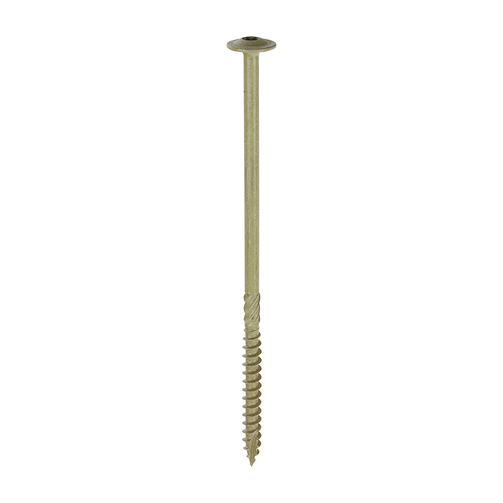 This is an image of Timco - Timber Frame Construction & Landscaping Screws - Wafer - Exterior - Green Organic 6.7 x 150mm - (50 PCS Box) 150INW