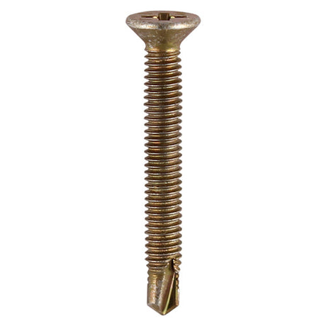 This is an image of Timco - Window Fabrication Screws - Countersunk - PH - Metric Thread - Self-Drilling Point - Yellow M4 x 19mm - (1000 PCS Box) 151Y