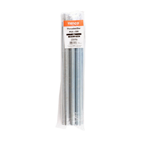 This is an image of Timco - Threaded Bars - Grade 4.8 - Zinc M16 x 300mm - (10 PCS Bundle) 16300TBZ