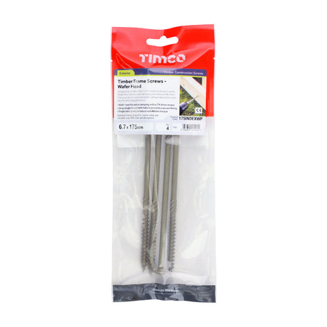 This is an image of Timco - Timber Screws - TX - Wafer - Exterior - Green 6.7 x 175mm - (4 PCS TIMpac) 175INDEXWP