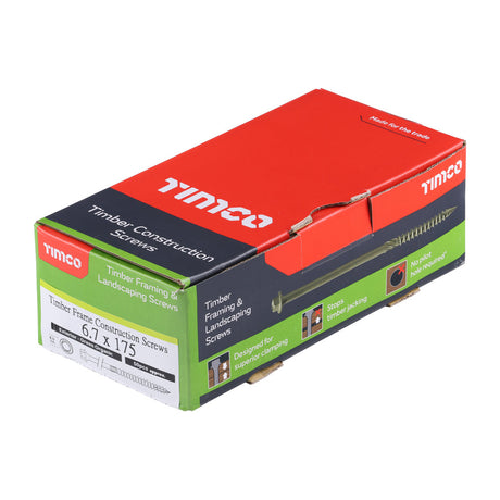 This is an image of Timco - Timber Frame Construction & Landscaping Screws - Hex - Exterior - Green Organic 6.7 x 175mm - (50 PCS Box) 175IN