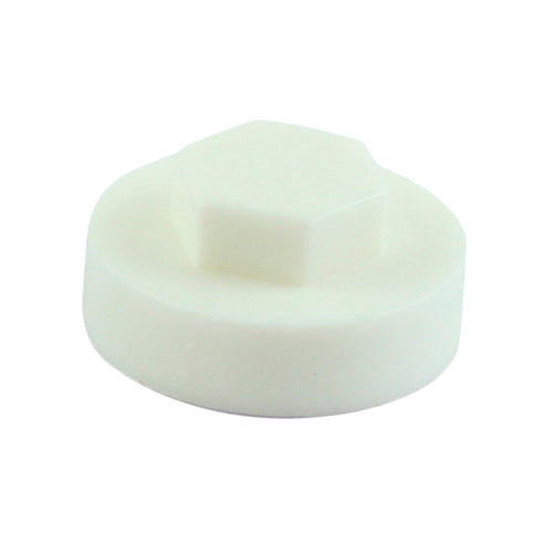 This is an image of Timco - Hex Head Cover Caps - White 19mm - (1000 PCS Bag) 1900E55CAP