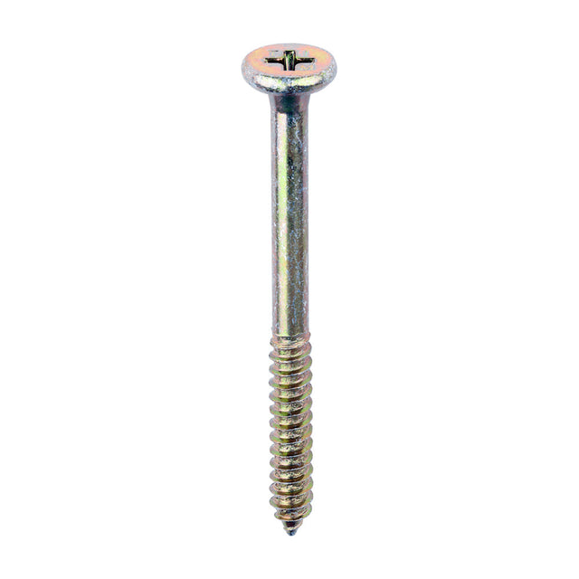 This is an image of Timco - Element Screws - Shallow Pan Countersunk - PH - Self-Tapping Thread - AB Point - Yellow 4.8 x 55mm - (200 PCS Box) 191Y