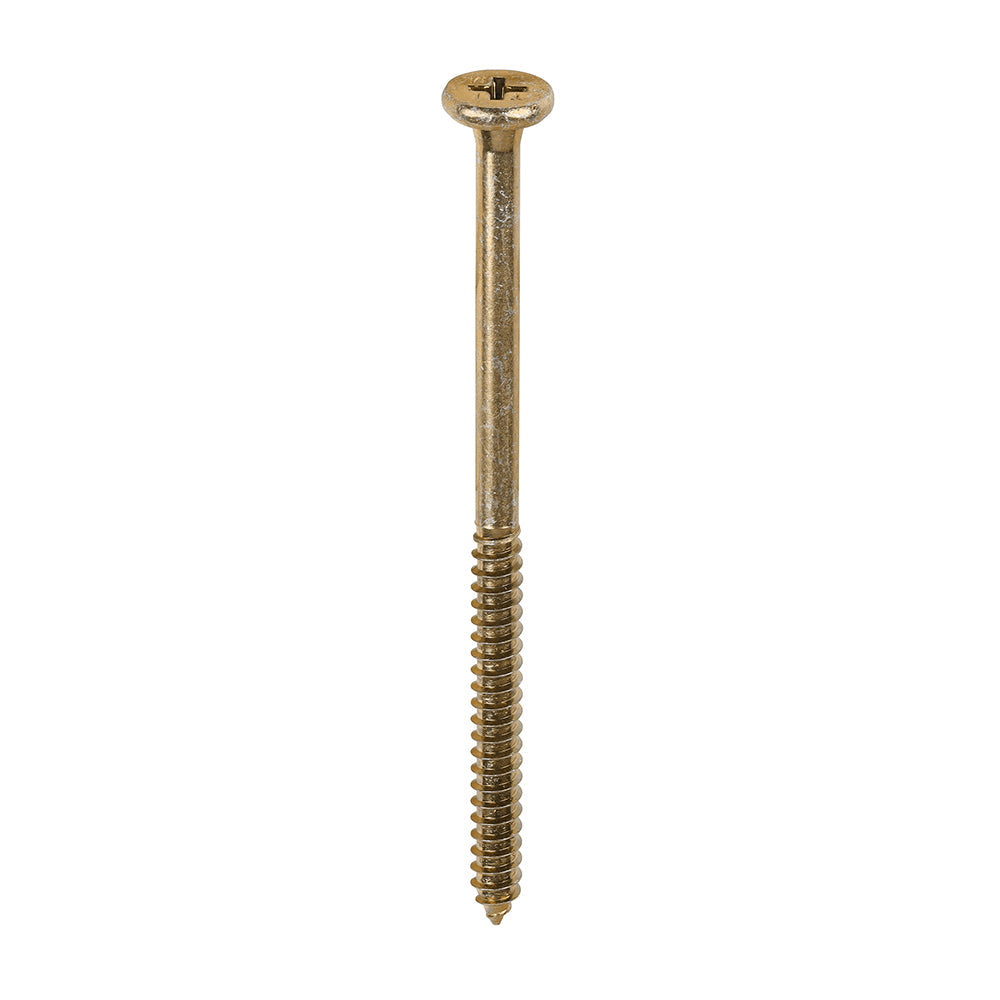 This is an image of Timco - Element Screws - Shallow Pan Countersunk - PH - Self-Tapping Thread - AB Point - Yellow 4.8 x 80mm - (200 PCS Box) 193Y