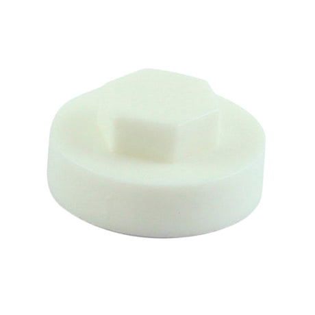 This is an image of Timco - Hex Head Cover Caps - Pure White 19mm - (1000 PCS Bag) 19RAL9010CAP